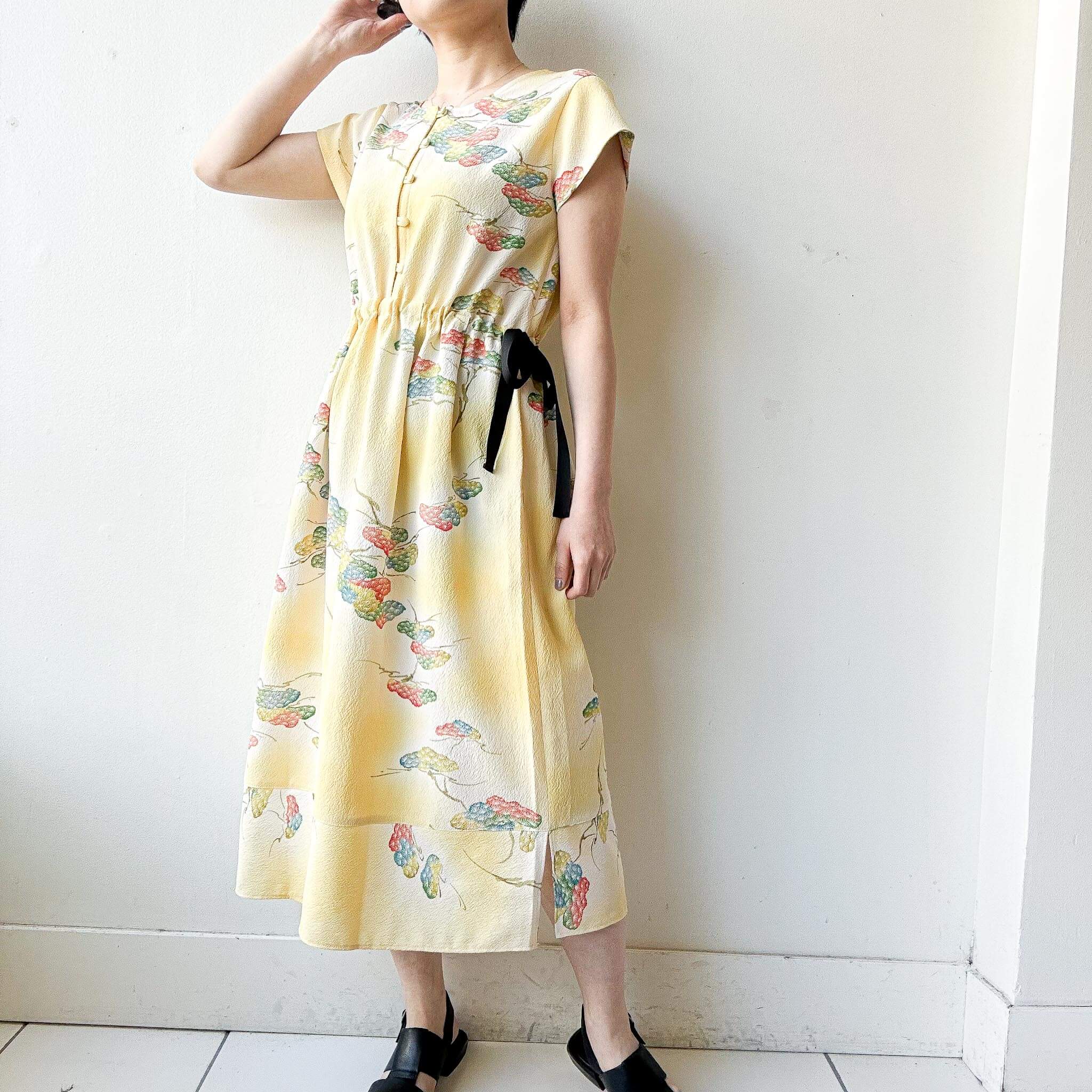 vintage silk kimono dress 1930s Silk Georgette Kimono Sleeve Gown